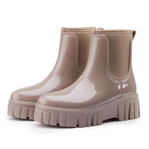 Soulolo Gummistiefel Damen Wasserdicht Stiefel Boots Anti-Rutsch Atmungsaktiv Elegant Regenstiefel Stiefeletten Rutschfest Outdoor von Soulolo