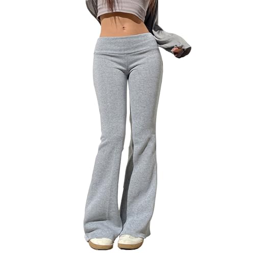 Soulolo Jogginghose Damen Baumwolle Sporthose Low Waist Lang Schlaghose Yogahose Sweatpants Freizeithose Laufhosen Weites Bein Fitness Traininghose von Soulolo