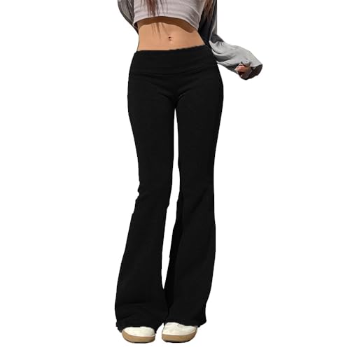 Soulolo Jogginghose Damen Baumwolle Sporthose Low Waist Lang Schlaghose Yogahose Sweatpants Freizeithose Laufhosen Weites Bein Fitness Traininghose von Soulolo