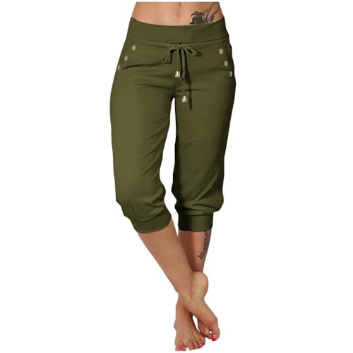 Soulolo Jogginghose Damen Caprihose Sporthose Sommer 3/4 Lang Baumwolle Sport Sweathose Casual Capri Hose Elegant Bequem Sommerhose Yoga Fitness Activewear von Soulolo