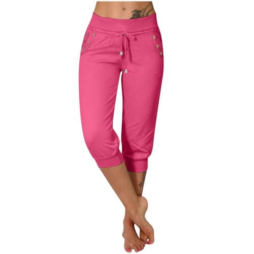 Soulolo Jogginghose Damen Caprihose Sporthose Sommer 3/4 Lang Baumwolle Sport Sweathose Casual Capri Hose Elegant Bequem Sommerhose Yoga Fitness Activewear von Soulolo