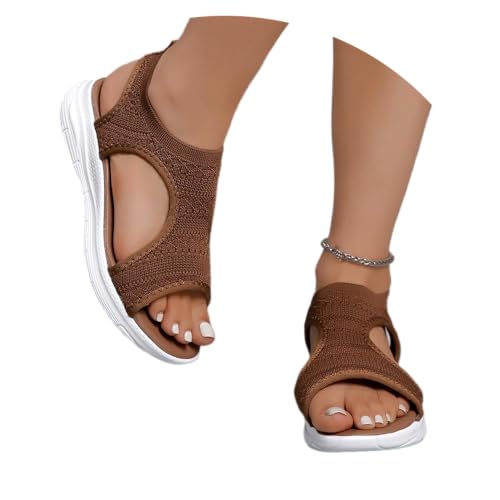 Soulolo Sandalen Damen Sommer Breite Füße Orthopädische Schuhe Strandsandaletten Flach Sandaletten Open Toe Barfuss Sandalette Casual Sport von Soulolo