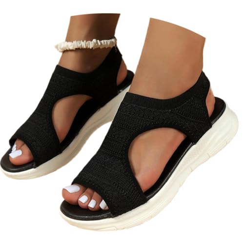 Soulolo Sandalen Damen Sommer Breite Füße Orthopädische Schuhe Strandsandaletten Flach Sandaletten Open Toe Barfuss Sandalette Casual Sport von Soulolo