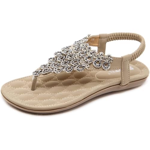 Soulolo Sandalen Damen Sommer Orthopädische Sandalette Flache Bohemia Sandals mit Strass Perlen Freizeit Sommersandalen Soulolo Sandalen Damen Sommer Orthopädische Sandalette Flache Bohemia Sandals mit Strass Perlen Freizeit Sommersandalen von Soulolo