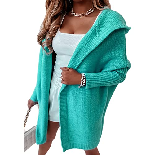 Soulolo Strickjacke Damen Grobstrick-Cardigan Lang Damen Cardigan Langarm Grobstrickjacke Strickmantel mit Kapuze Wintermäntel Longstrickjacke Outwear Elegant ÜBergangsjacke von Soulolo