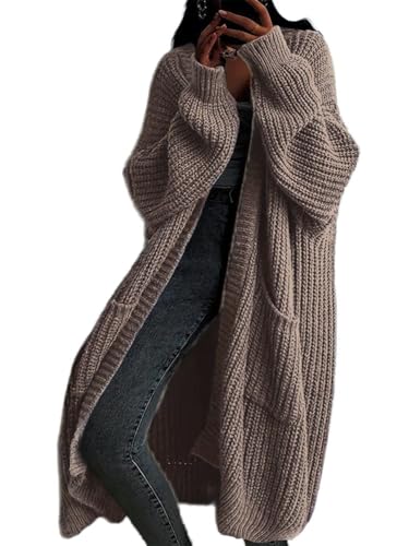 Soulolo Strickjacke Damen Langarm Grobstrick-Cardigan Strickcardigan Casual Herbst Winter Strickjacke Damen Lang Strick Cardigan mit Tasche Strickmantel für Damen Soulolo Strickjacke Damen Langarm Grobstrick-Cardigan Strickcardigan Casual Herbst Winter Strickjacke Damen Lang Strick Cardigan mit Tasche Strickmantel für Damen von Soulolo