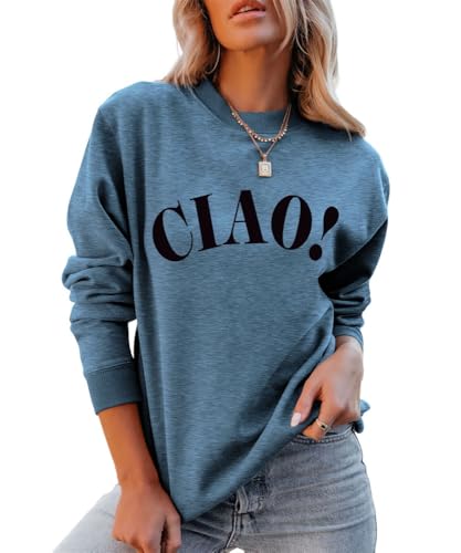 Soulolo Sweatshirt Damen Pullover Briefe Drucken Langarm Sweatshirt Rundhals Herbst Winter Oberteile Frauen Sweatshirts von Soulolo