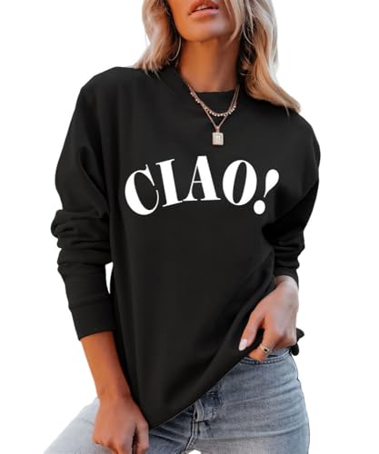 Soulolo Sweatshirt Damen Pullover Briefe Drucken Langarm Sweatshirt Rundhals Herbst Winter Oberteile Frauen Sweatshirts von Soulolo