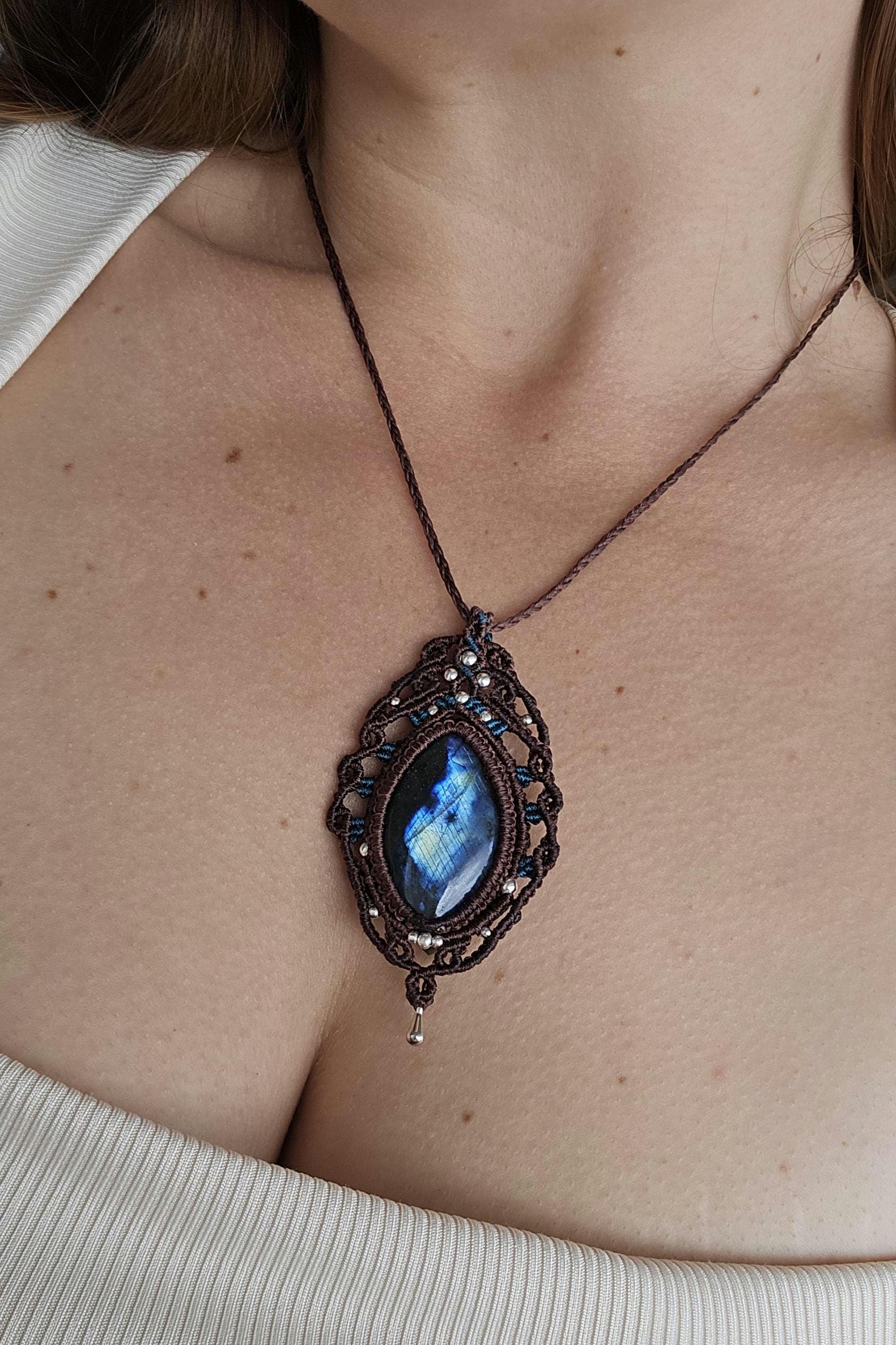 Labradorit Halskette Boho Silber von SoulpiecesbyAmelie