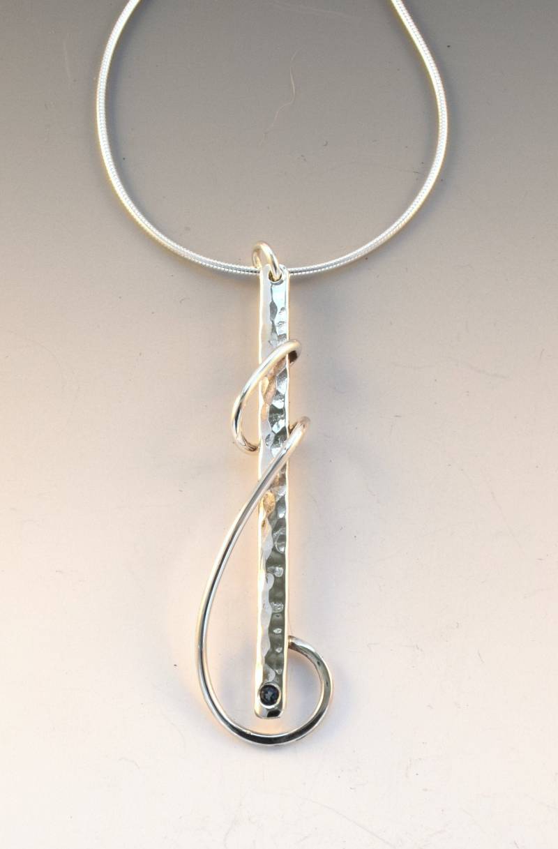 Pe603 - "Ripples" Sterling Silber Wickelanhänger Mit Edelstein von SoulsJourneyJewelry