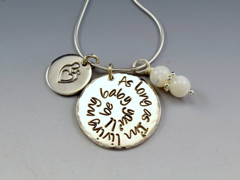 Pe722 - Sterling Silber Zitat Anhänger "Solange Ich Lebe Mein Baby, Das Sie Sein Werden' von SoulsJourneyJewelry