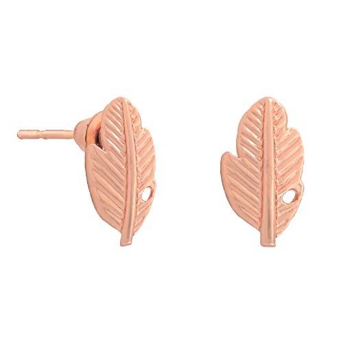 Soulsisters Ohrstecker Ohrring Schmuck im dezenten Feder oder Blatt Motiv in 18 k Rose vergoldet von Soulsisters