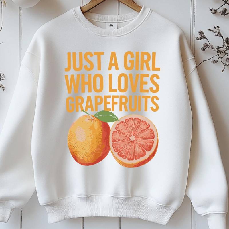 Grapefruit Sweatshirt | Just A Girl Who Loves Grapefruits Orange Citrus Fruit Hoodie Boho Fruity Sweater Gildan 18000 von Soulvibed