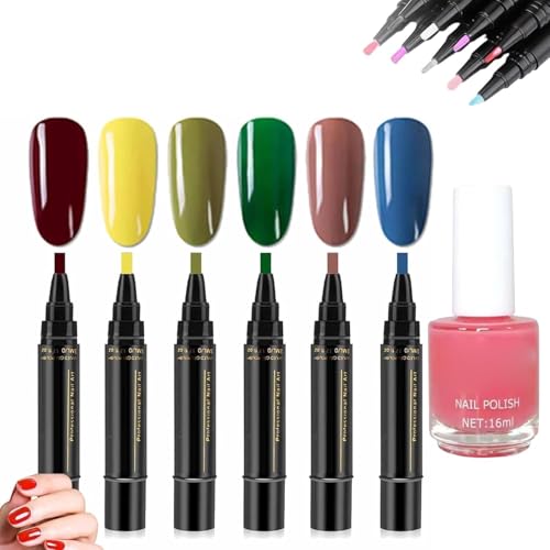 6Pcs/Set Polishey Nails Pens,Polishey Nail Polish Pens,Polishey Nail Pen Set,Multi Color Nail Polish Gel Pen 8 Ml,DIY LED Nail Varnish Pens,Nail Polish Pen,Soak off UV LED Nail Varnish Tools (D) von Soumiey