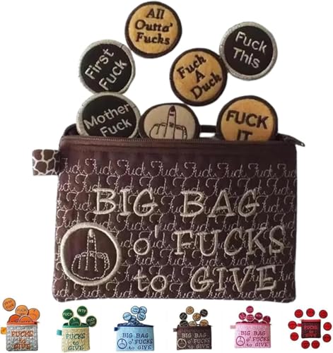 Big Bag of F*CKS to Give Zipper Pouch, Beautiful F*CKS with 17 Different Coins, Funny Unique Zipper Purse F*CKS Gag Gift, Handmade Cute Small Pouch for Man Woman, Novelty Gifts (Brown) von Soumiey
