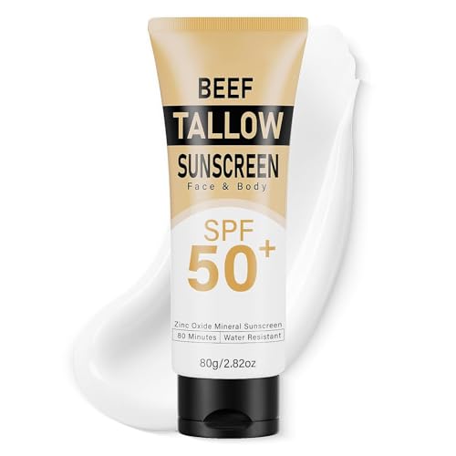 Mineral Sunscreen with Non-Toxic Zinc Oxide SPF 50, Organic Natural Beef Tallow Sunblock with Honey Beeswax, Non Greasy Formula for Face, Body and Skin, Face Sun Cream for Women Men von Soumiey