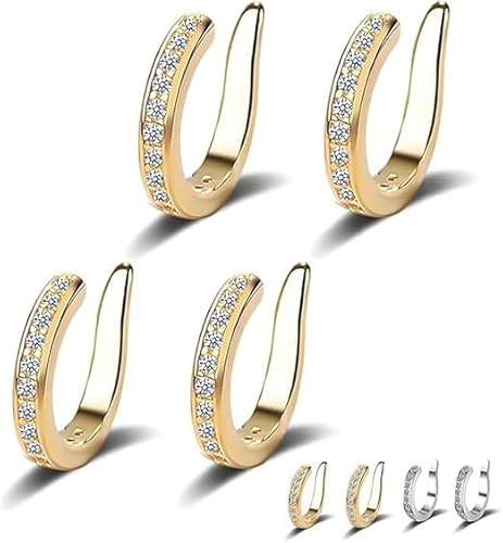 Zafiller Ear Clip, Ear Corrector, Non Piercing Ears Cuff Cartilage Earrings for Women, Pierceless Ears Cuff Earring, Portable & Adjustable Fake Earrings (Gold-2Pairs) von Soumiey