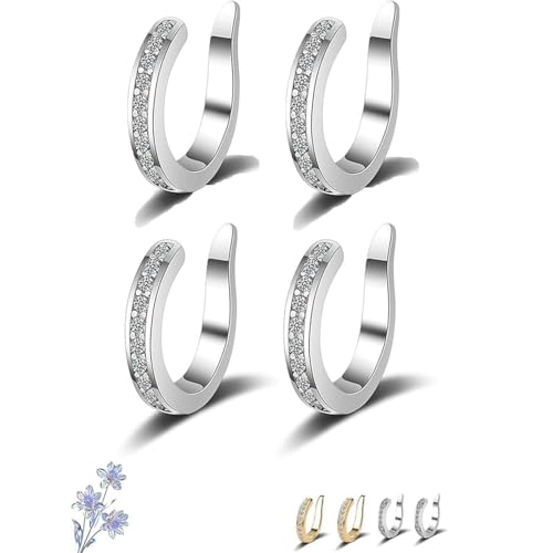 Zafiller Ear Clip, Ear Corrector, Non Piercing Ears Cuff Cartilage Earrings for Women, Pierceless Ears Cuff Earring, Portable & Adjustable Fake Earrings (Silver-2Pairs) von Soumiey