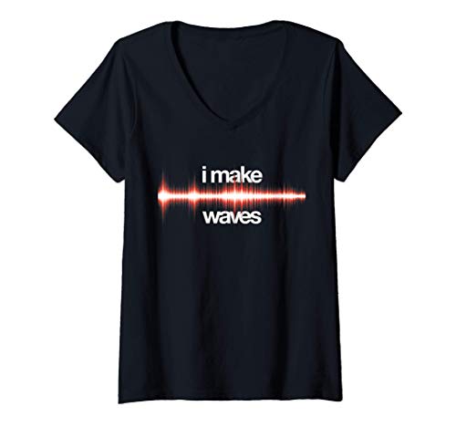 Damen I Make Waves, Wellenform, Musikproduzent, Toningenieur T-Shirt mit V-Ausschnitt von Sound Engineer Music Apparel Emporium