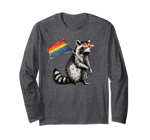 Lustiger Waschbär Gay Pride LGBTQ Regenbogen-Flagge Männer Frauen Kinder Langarmshirt von Sounds Gay I'm In Funny Possum LGBT Pride Rainbow