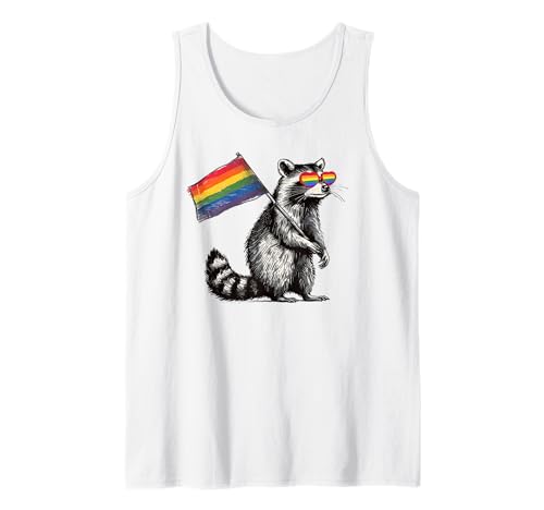 Lustiger Waschbär Gay Pride LGBTQ Regenbogen-Flagge Männer Frauen Kinder Tank Top von Sounds Gay I'm In Funny Possum LGBT Pride Rainbow