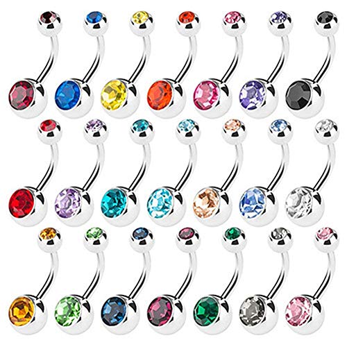 SoundsBeauty Bauchnabelpiercings für Damen, farbige Strasssteine, zufällige Farbe, 15 Stück von SoundsBeauty