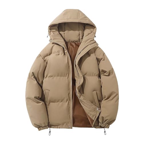Daunenjacke Herren Puffer Mit Kapuze Jacke Parka Gefüttert Schwarz Einfarbig Steppjacke Übergangsjacke Winter Mit Taschen Winterjacke Jacket von Soupliebe