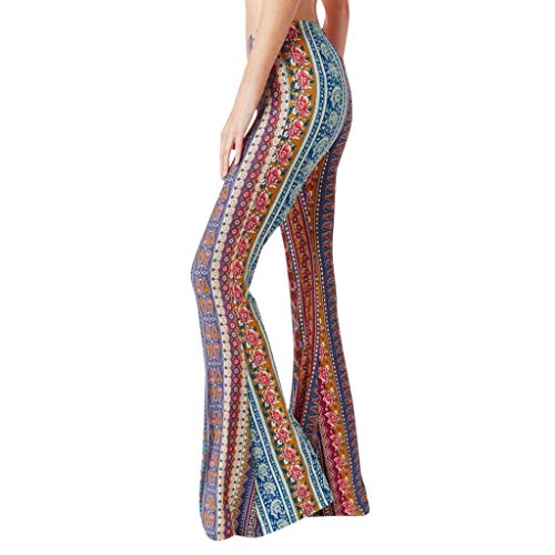 Hose Damen Boho Strandhose Hippie Blumen Schlaghose Weites Bein Palazzo Sommerhose Elegant High Waist Bootcut Freizeithose Schön Blumen Druck Caprihose Elastische Taille Yogahose von Soupliebe