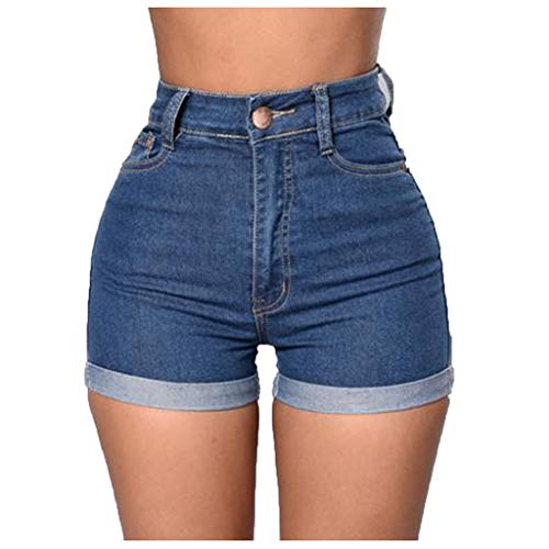 Jeans Short Damen High Waist Denim Bermuda-Shorts Basic Stretch Shorts mit Aufschlag Tarnung Kurze Hose Short Boyfriend Caprihose im Used Look von Soupliebe