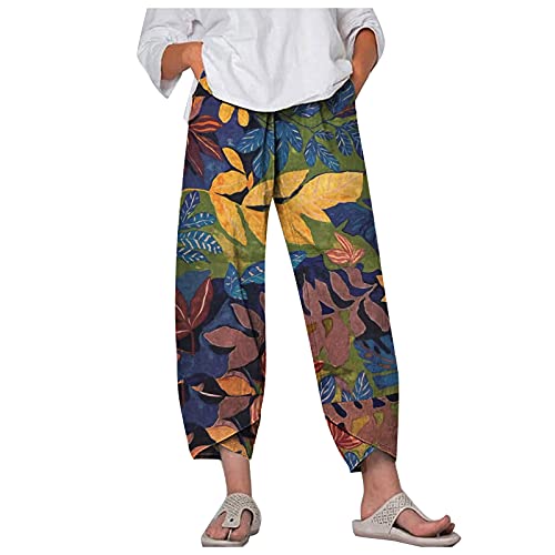 Leinenhose Damen Sommer Leicht Boho Hose Luftige Curvy Mode Leinenhose Stretch Italienische Mode Locker Bequeme Noracora Mode Leichte Culottes Hosen Haremshose Sommerhosen Schlaghose Wickelhose von Soupliebe