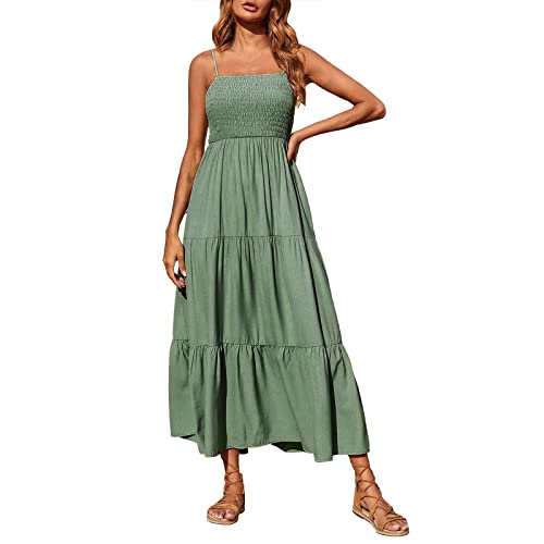 Maxikleid Damen Sommer Strandkleid Damen Bandeau Kleid Lang Schulterfreies Sommerkleid Sexy Trägerlos Off Shoulder Rückenfrei Spitzenbesatz Maxikleid Schicke Langes Kleider Boho Kleider Partykleid von Soupliebe