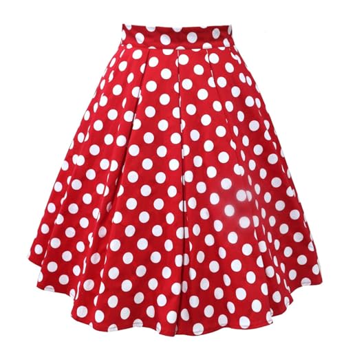 Minnie Maus Rock Erwachsene - Minnie Mouse Kostüm Damen Maus Rock - Damen Rock XXL Faltenrock Skater Rock Rockabilly Mini Rock Faschingskostüme (Red, XXL) von Soupliebe