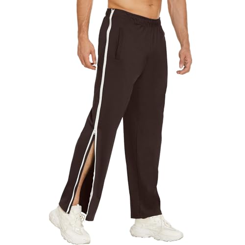 Reha Hose Herren Seitlich zu Öffnen Lang Trainingshose mit Reißverschluss Am Bein Baggy Weite Jogginghose Freizeithose Sommerhose Locker Lässig Sportswear Mit Tasche von Soupliebe