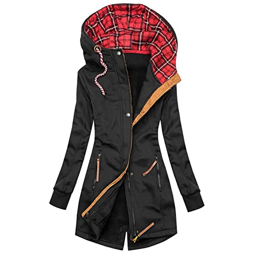 Softshelljacke Damen Lang Herbstjacke - Dünne Sommerjacke Damen Langarm Pulloverjacke Übergangsjacke Mit Kapuze Winddicht Wasserdicht Regenfest Sonnenschutz Atmungsaktiv Softshell-Jacke von Soupliebe