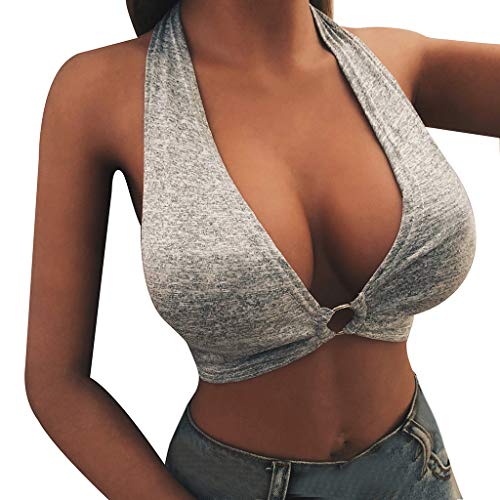 Soupliebe Crop Tops Damen Y44K Sommer Mädchen Tanktop Glitzer Sport Y2K Top Ärmellos Elegant Backless Eng Bauchfrei Casual Bauchfreie Oberteile Cropped-Top Tshirt Sport BH Damen Top von Soupliebe