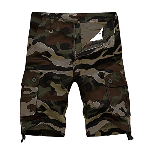 Soupliebe Kurze Hose Herren Mit Taschen Bermuda Shorts Baggy Jungen Jeanshose Stretch Shorts Arbeitsshorts Taktische Bundeswehr Hose Vintage Ripstop Jorts Laufhose Cargo Shorts von Soupliebe