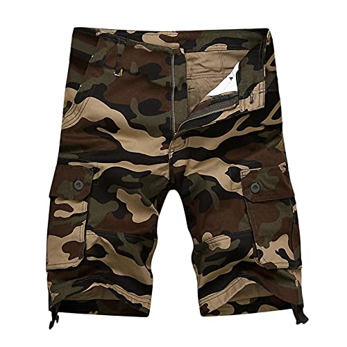 Soupliebe Kurze Hose Herren Mit Taschen Bermuda Shorts Baggy Jungen Jeanshose Stretch Shorts Arbeitsshorts Taktische Bundeswehr Hose Vintage Ripstop Jorts Laufhose Cargo Shorts von Soupliebe