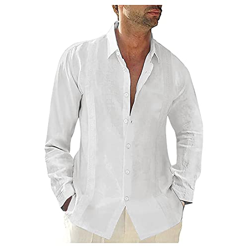 Soupliebe Leichtes Leinenhemd Herren Leinenhemd Langarm Henley Shirt Urlaub Casual Leinenshirt Vintage Lässig Mit Knöpfe Modern Freizeithemd Modern Regular Fit Classic Men Shirts T Shirts von Soupliebe