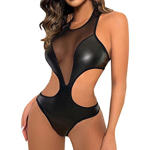 Soupliebe Reizwäsche Für Sex Damen Unterwäsche Für Frau Push Up Ouvert Korsett Outfit Lack Kleidung Frauen Sex Body Set Extrem Leder Lingerie Reizwäsche Kleid Strapse Panty von Soupliebe