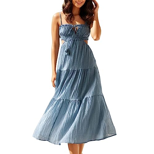 Strandkleid Damen Spaghetti Sommerkleid - Rückenfrei Trägerkleid Boho Lange Kleid, Leicht Luftig Kleid Verstellbare Spaghettiträger Zum Binden Vorn Strand Kleid Fließendes Maxikleid Mit Party Urlaub Strandkleid Damen Spaghetti Sommerkleid - Rückenfrei Trägerkleid Boho Lange Kleid, Leicht Luftig Kleid Verstellbare Spaghettiträger Zum Binden Vorn Strand Kleid Fließendes Maxikleid Mit Party Urlaub von Soupliebe