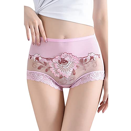 Unterhosen Damen Spitze High Waist Taillenslip Atmungsaktiv Sexy Damenslips Invisible Frauen Underwear Basic Stretch Unterhose Slip Hipster Hotpants von Soupliebe