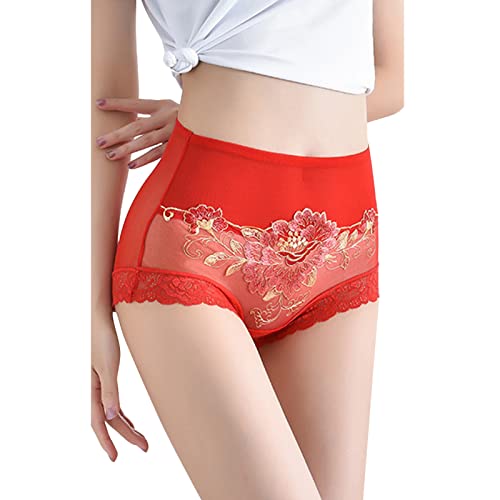 Unterhosen Damen Spitze High Waist Taillenslip Atmungsaktiv Sexy Damenslips Invisible Frauen Underwear Basic Stretch Unterhose Slip Hipster Hotpants von Soupliebe