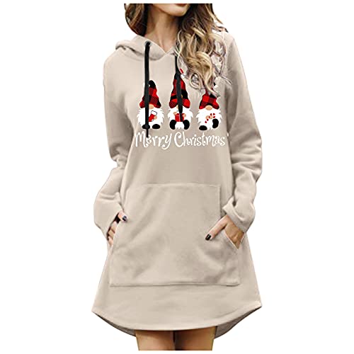 Weihnachten Long Pulloverkleid Kapuzenpullover Damen Oversize Mit Kapuze Weihnachtskleid Mini Pulloverkleid Rentier Elch Druck Pulli Kleid Langarm Pullover Kleid Weihnachtspullover Kapuzenpullover Blu von Soupliebe