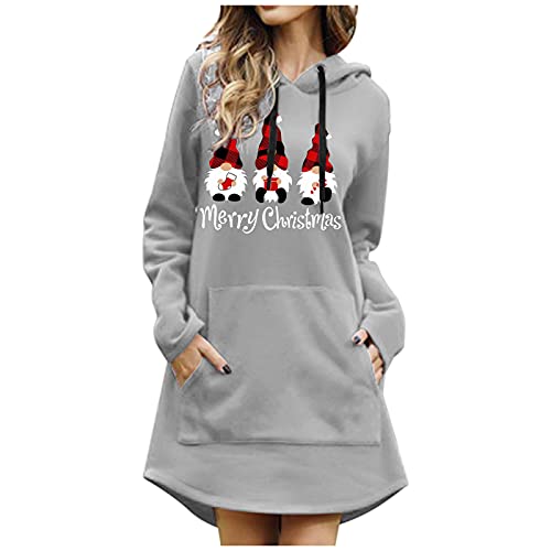 Weihnachten Long Pulloverkleid Kapuzenpullover Damen Oversize Mit Kapuze Weihnachtskleid Mini Pulloverkleid Rentier Elch Druck Pulli Kleid Langarm Pullover Kleid Weihnachtspullover Kapuzenpullover Blu von Soupliebe