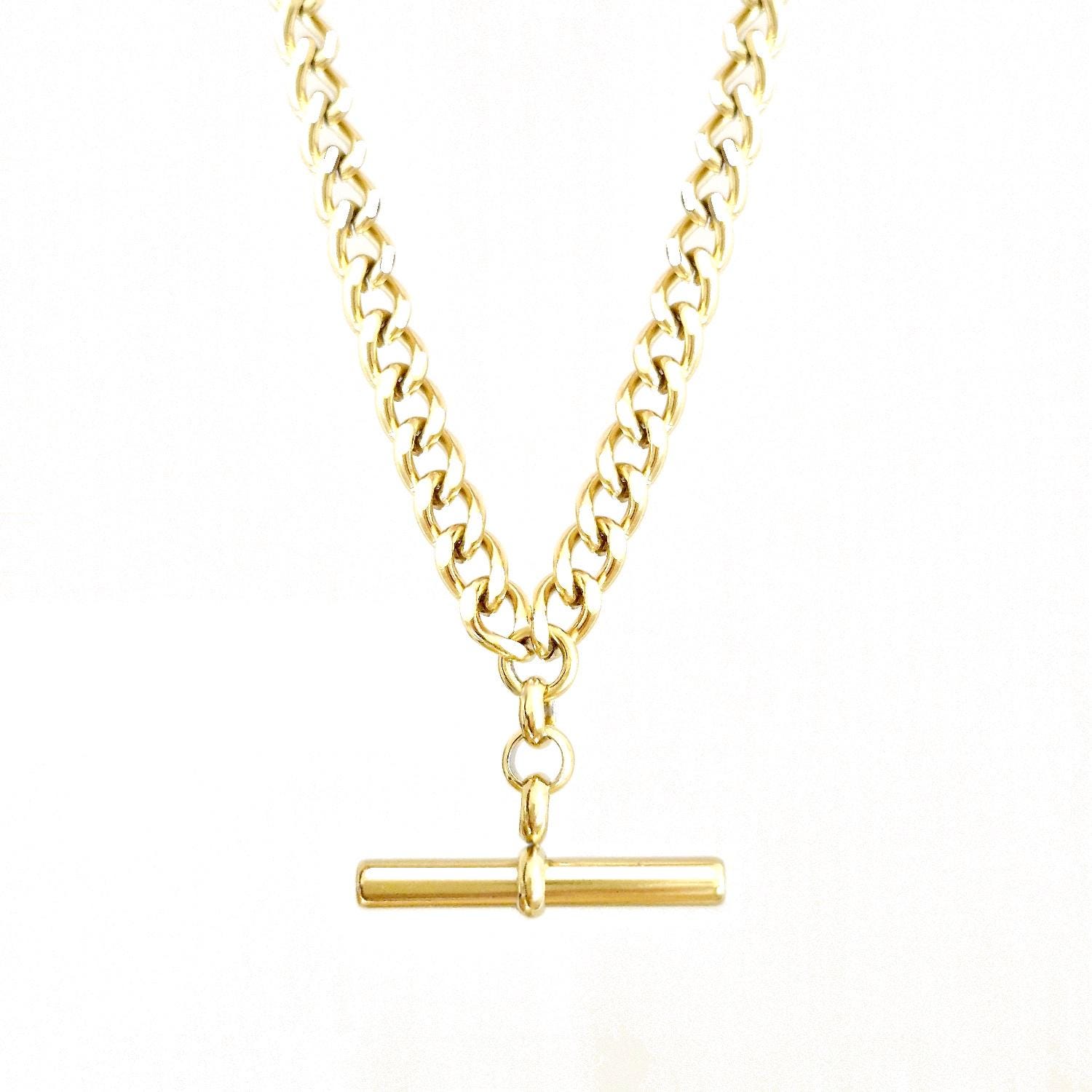 T-Bar Anhänger Halskette Mit 18 Karat Vergoldeter Panzerkette Diamantschliff T-Bar Anhänger Halskette Mit 18 Karat Vergoldeter Panzerkette Diamantschliff von SourceJewellery