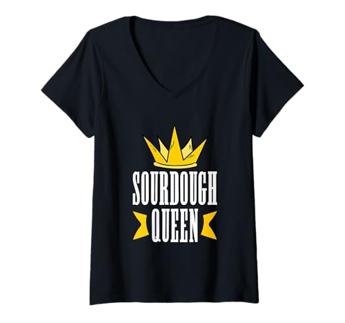 Damen Sauerteig Starter Brot Backen Liebhaber Lustige Sauerteigkönigin T-Shirt mit V-Ausschnitt Damen Sauerteig Starter Brot Backen Liebhaber Lustige Sauerteigkönigin T-Shirt mit V-Ausschnitt von Sourdough Bread Baking Bread Maker Gift