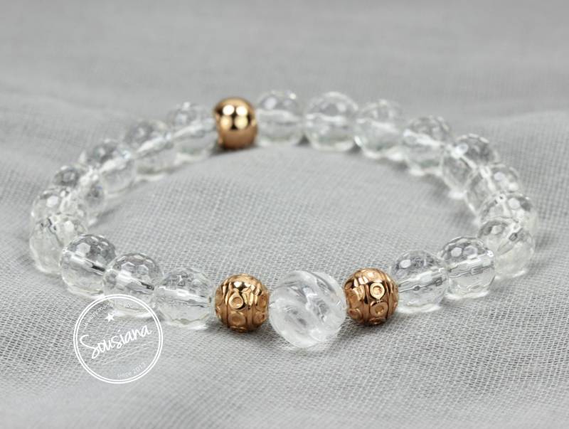 Armband Bergkristall Rosegold Edelsteine von Sousiana
