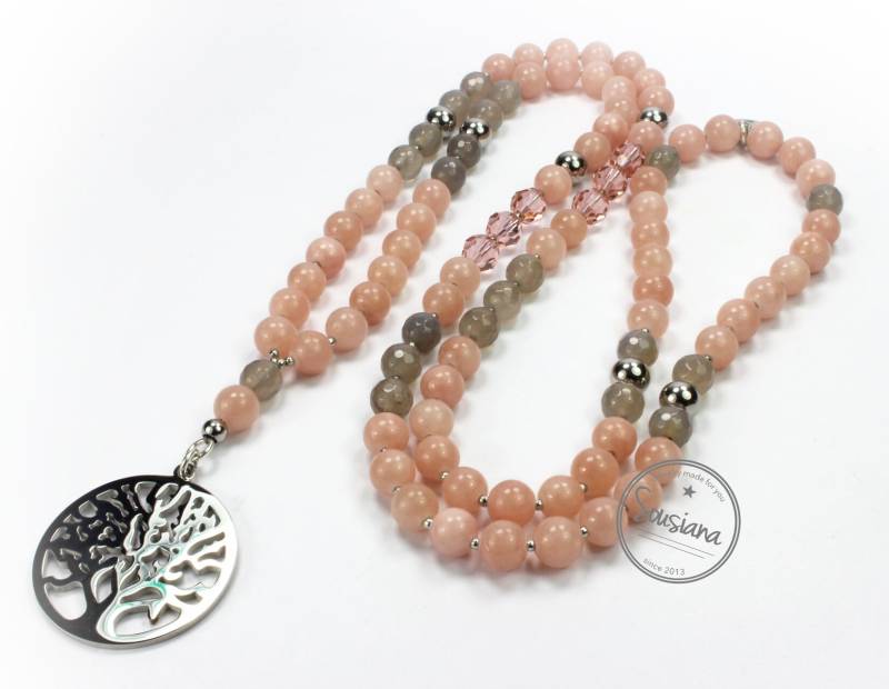 Lange Kette Lebensbaum Edelsteine Silber von Sousiana