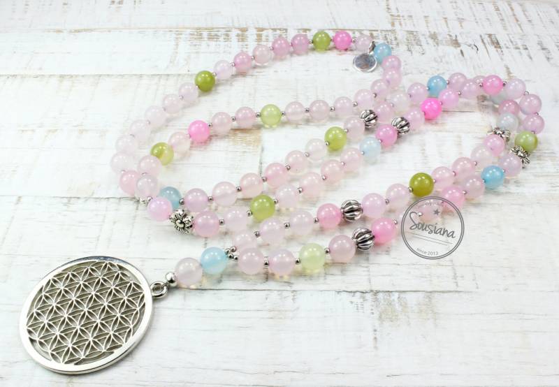 Y-Kette Edelsteine Blume Des Lebens Bettelkette von Sousiana