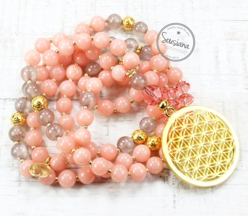 Y-Kette Edelsteine Blume Des Lebens von Sousiana